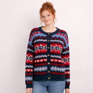 Lucky Brand Fair Isle Knit Cardigan Button Front Cozy NWT Womens Large